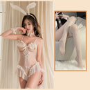 Conjunto de body de cosplay sexy com coelhinha de renda