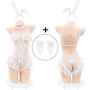 Conjunto de body de cosplay sexy com coelhinha de renda