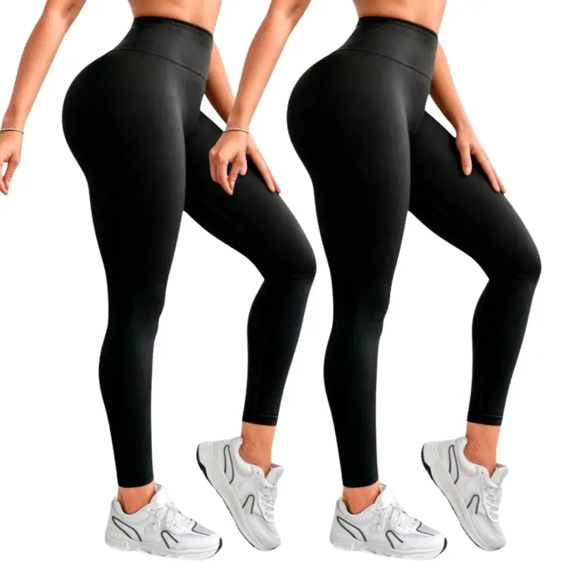 Kit 2 Calças Legging Femininas Suplex Liso - Zero Transparência E Cintura Alta