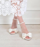 Bow Sandals in White Silk