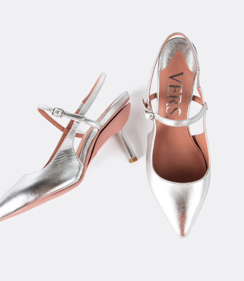 Buckle Slingback in Silver