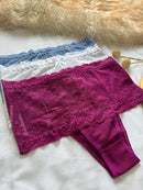 Kit de Calcinhas Modeladora Cinta Alta - Renda Luxo