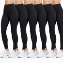 Kit 5 Calças Legging Femininas Suplex Liso - Zero Transparência E Cintura Alta