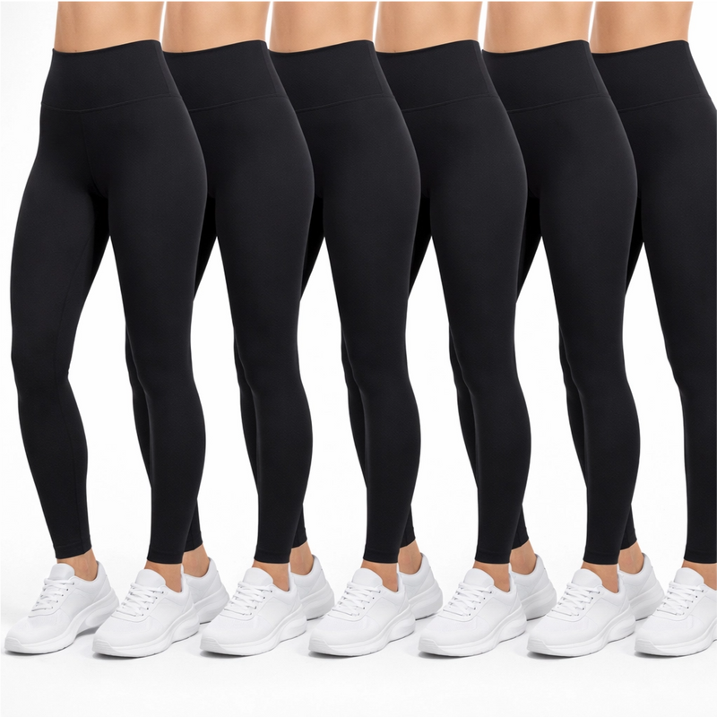 Kit 5 Calças Legging Femininas Suplex Liso - Zero Transparência E Cintura Alta
